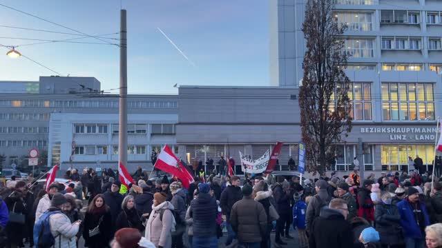 Warnstreik/Protest in Linz, Österreich 15.12.2021