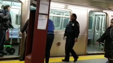 Nyc subway station altercation, woman yelling at passenger