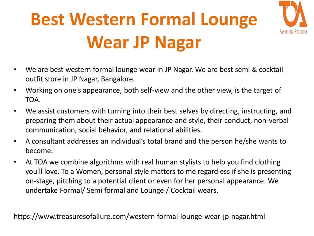 Best Western Formal Lounge Wear JP Nagar-Best Semi & Cocktail outfit store