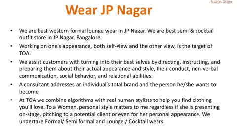 Best Western Formal Lounge Wear JP Nagar-Best Semi & Cocktail outfit store