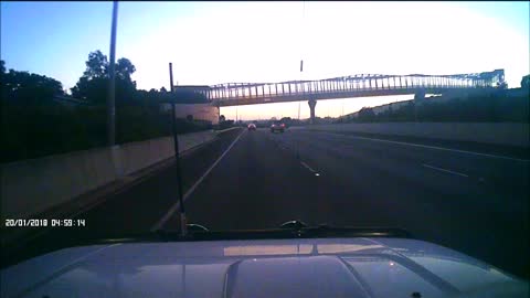 Wrecking Car Nearly Causes Bigger Accident