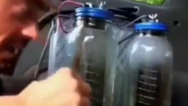 This guy is using a kit to separate hydrogen from water to fuel his car