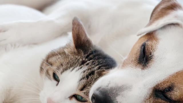 Cute dog with cat