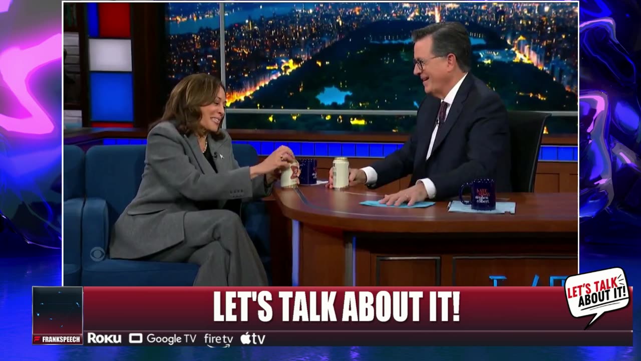 KAMALA HAS A AWKWARD MOMENT WITH COLBERT