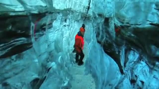 very beautiful view in the cave. an exciting video