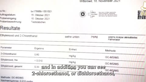 Professor Dr. Werner Bergholz shows us the dangerous levels of toxic carcinogenic in the swab tests.