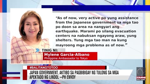 Japan government, aktibo sa pagbibigay ng tulong sa mga apektado ng lindol —PH Envoy