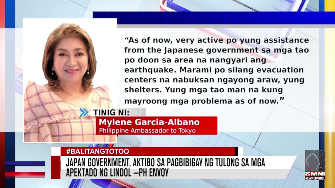 Japan government, aktibo sa pagbibigay ng tulong sa mga apektado ng lindol —PH Envoy
