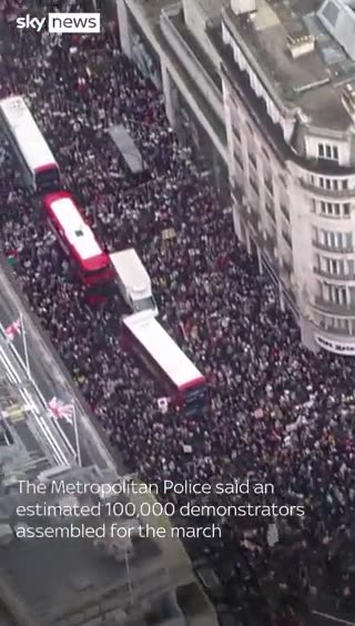 Around 100 000 people have taken to the streets in London today for an anti-Israel protest