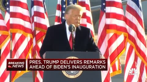 Trump Speaking as he is leaving Office