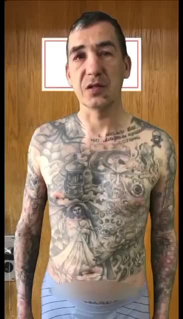 Ukrainian POW shows his Nazi tattoo collection