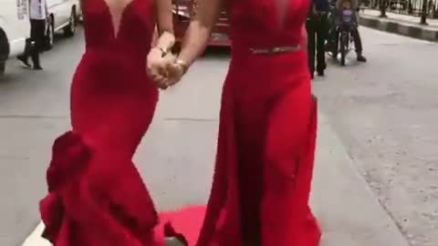 Funny imitation of beauty dress