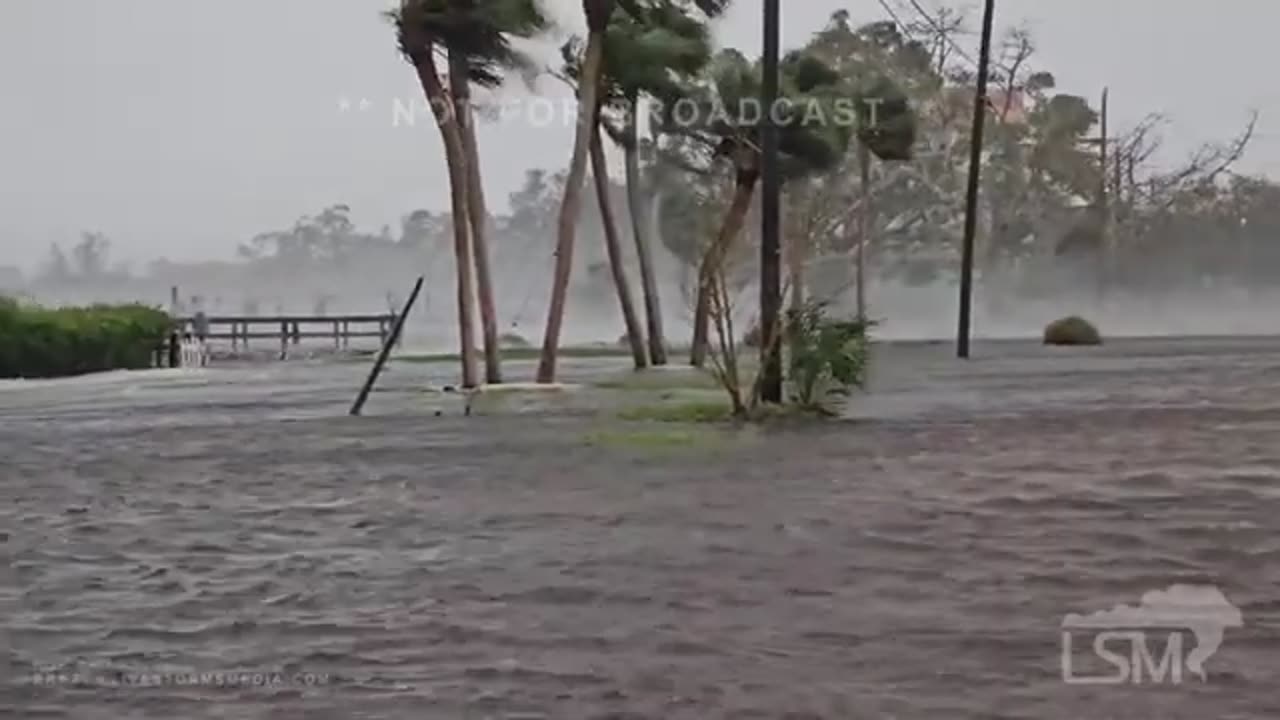 10-09-2024 Venice, Florida - Hurricane Milton - Storm Surge Nearing Homes - Strong Winds