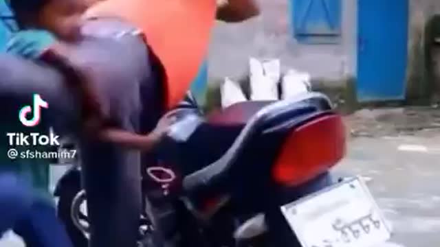 Funny bike riding