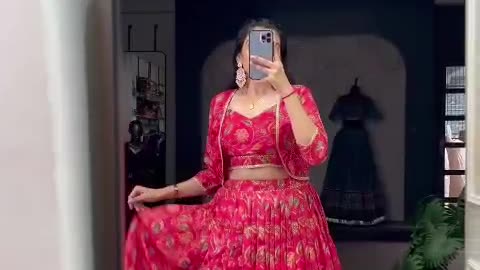 Today's 🆕 Launching Superb Quality Tusser Silk Flower Print ✨Lehenga Koti