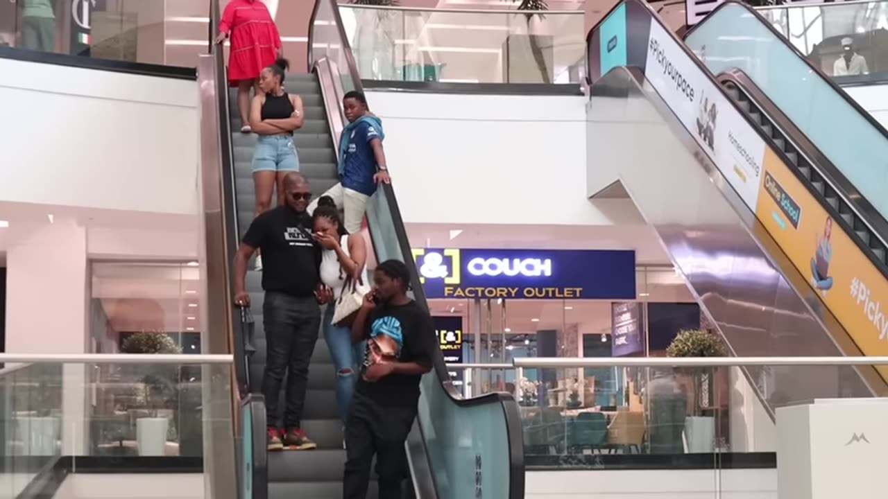 MAN THONG PRANK ON THE ESCALATOR