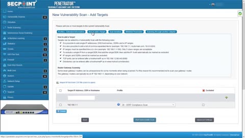 SecPoint Penetrator V61: How to Add Scan Targets in the Vulnerability Scanner