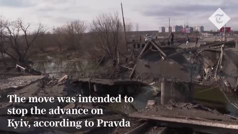 Ukrainian armed forces 'blow up bridge to stop Russia's advance on Kyiv'