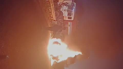 Burning vehicle in India