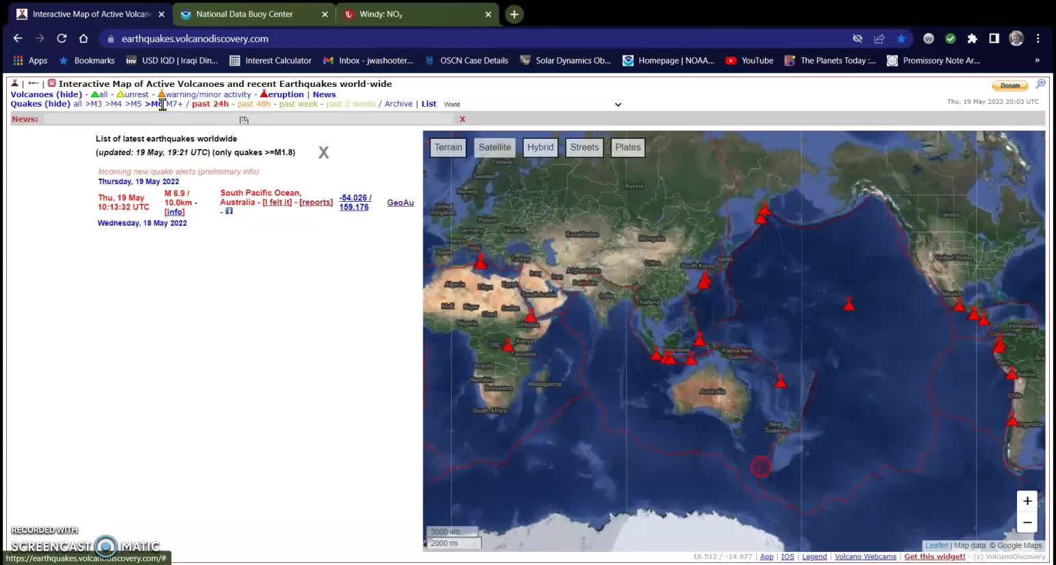 7.3 Earthquake, Tsunami bouys, Schumann being deleted