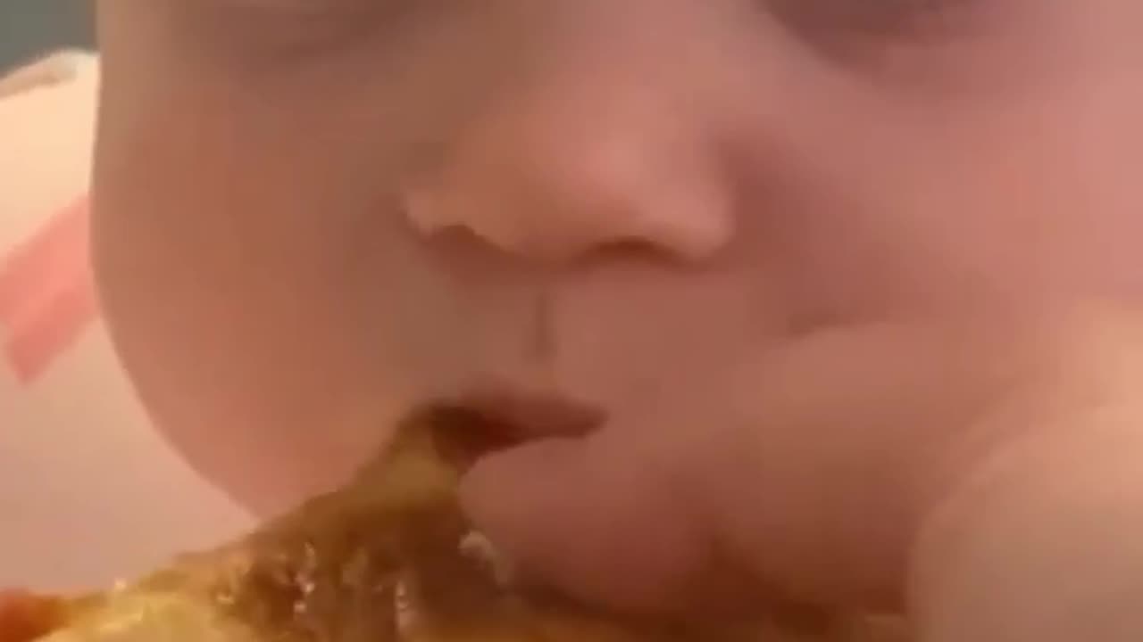 Munching Moments: Cute Baby's Adorable Food Adventure