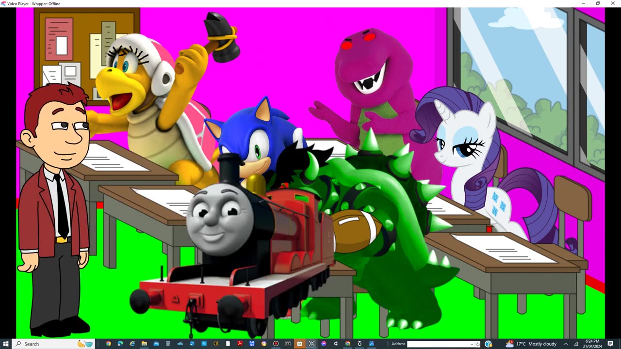 Dark Plasma Bowser throws a football across the classroom/Grounded