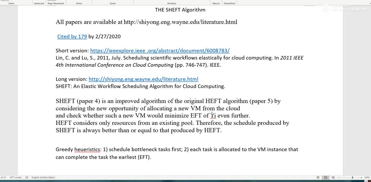 Paper 4: The Sheft Workflow Scheduling Algorithm