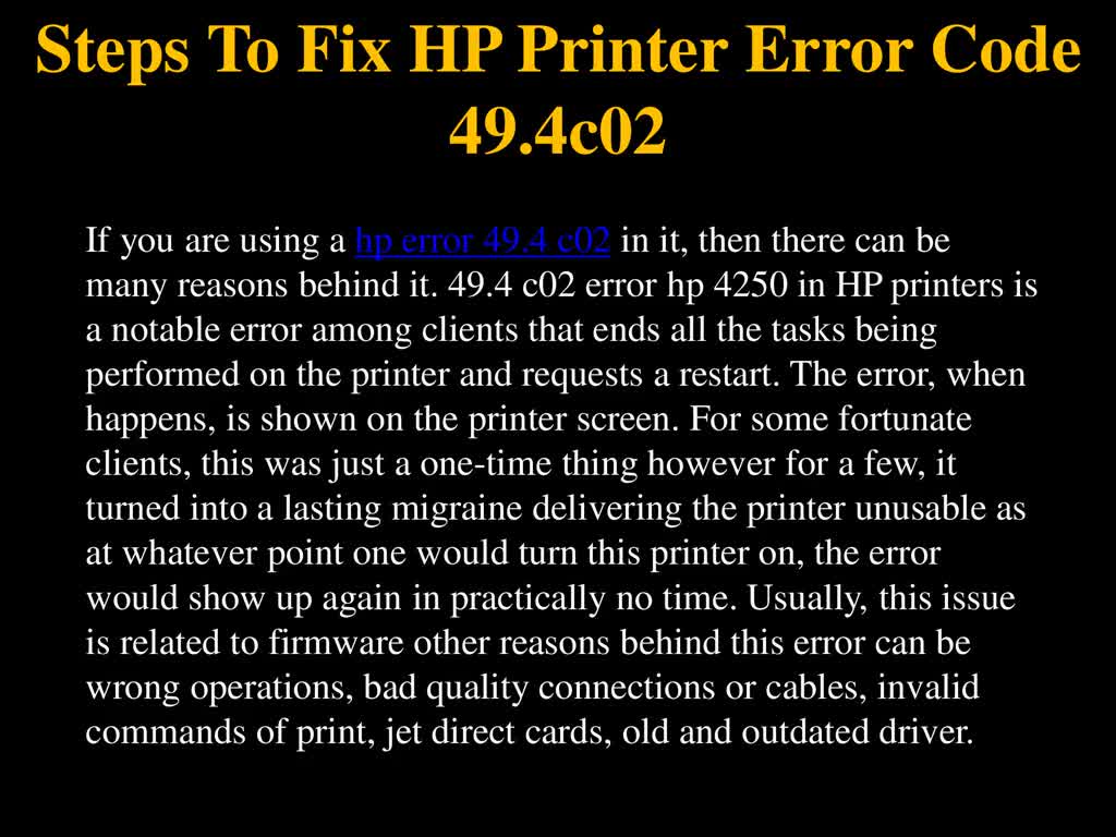 Steps To Fix HP Printer Error Code 49.4c02