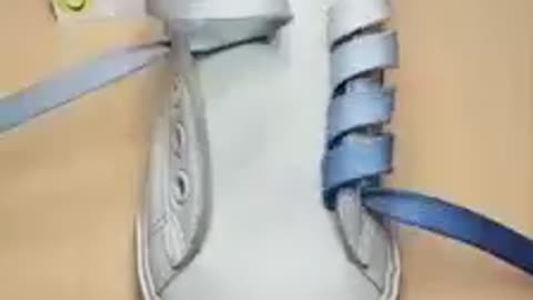 One shoe Lace tied Six different ways
