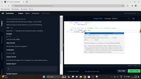 Python Print Function: Swift Intro with HackerRank