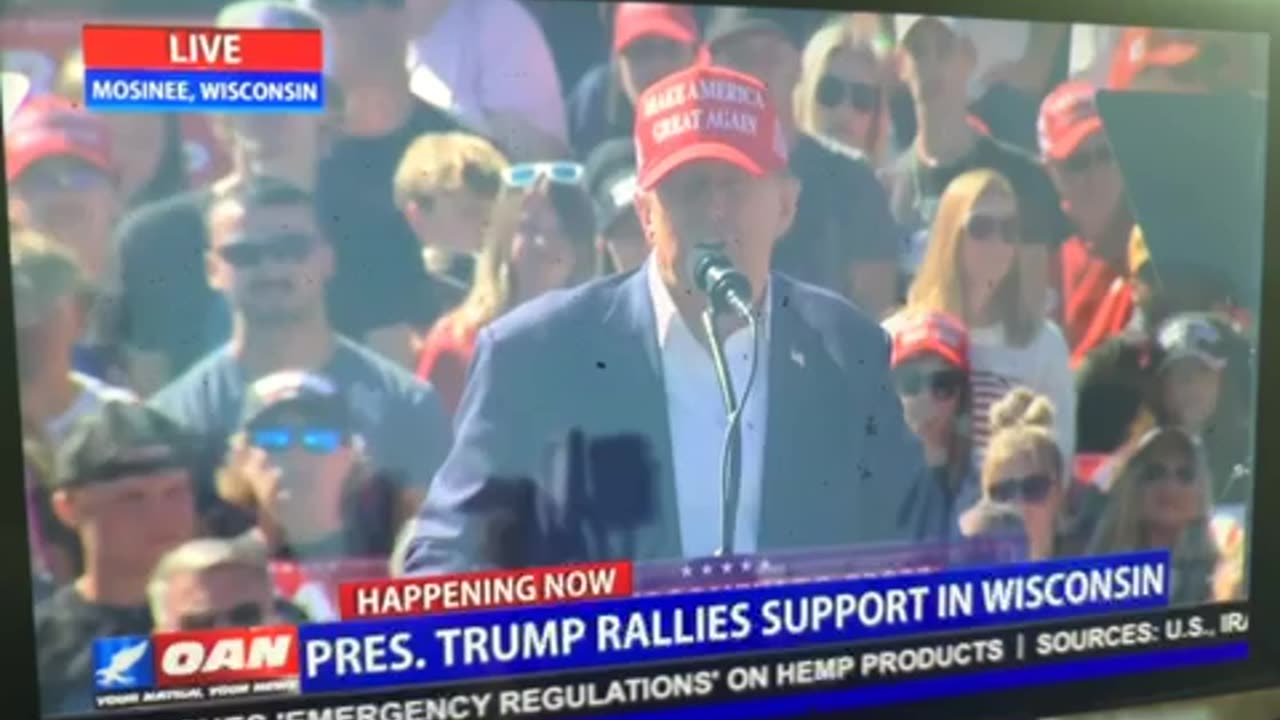 OAN president Trump rallies supporters in Wisconsin Saturday 03:37 PM