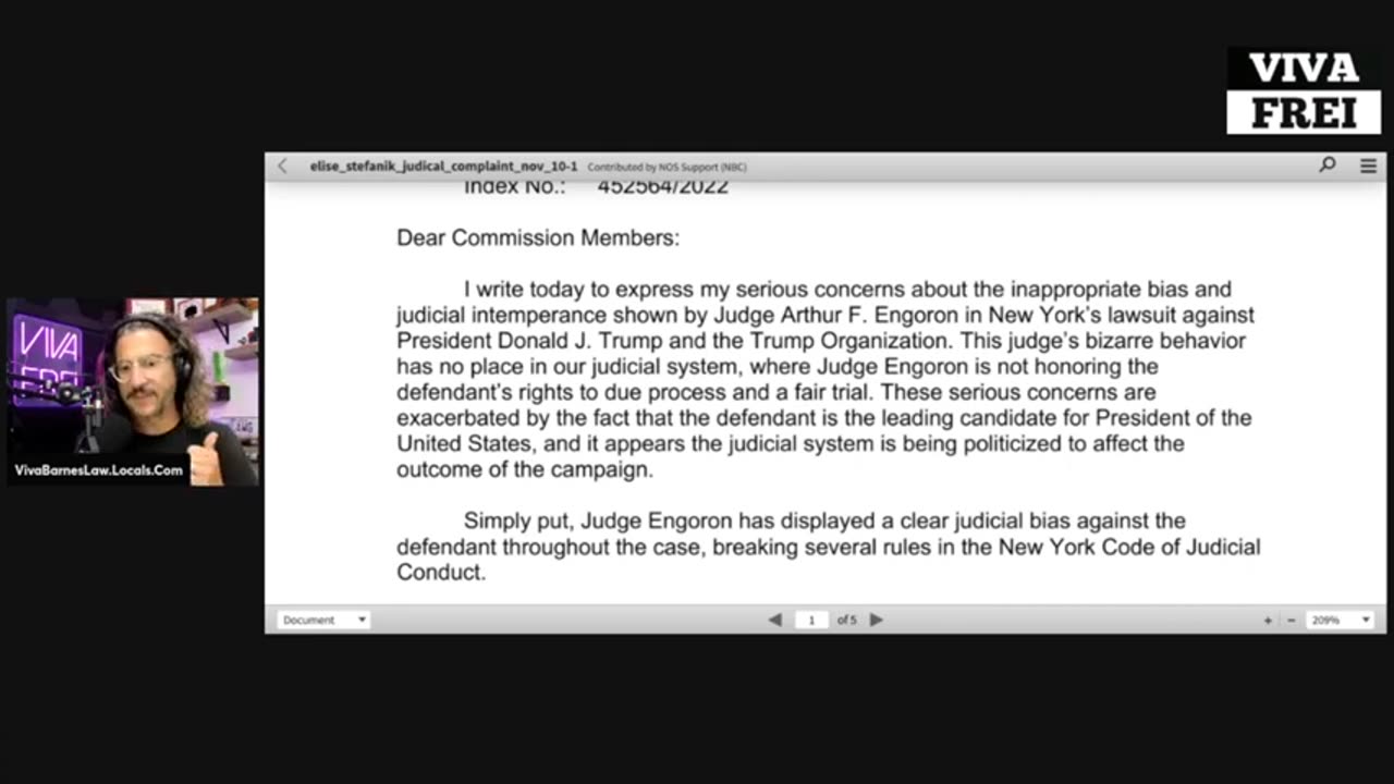 Elise Stefanik Files JUDICIAL COMPLAINT Against Trump Judge Engoron, and It's GOOD! Viva Frei