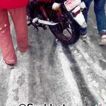 Funny Video #People are enjoying the snowy place in front of Devkota Kota Cottage near Sitapaila, Nepal.