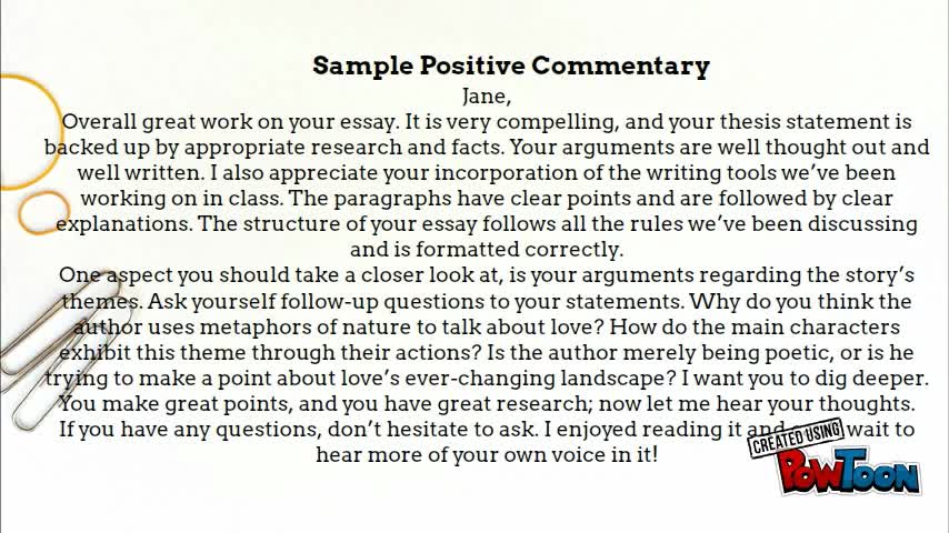 Commentary writing guideline