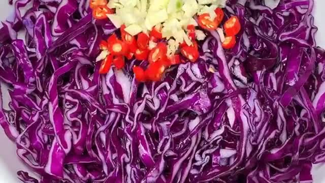 The purple cabbage is crisp and refreshing