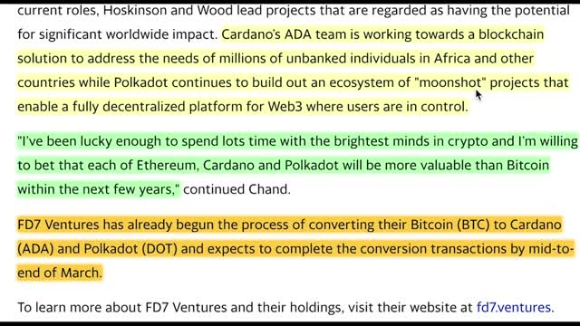 HUGE NEWS: SELLING BITCOIN FOR CARDANO & POLKADOT | ADA ABOUT TO SKYROCKET IN MARCH!