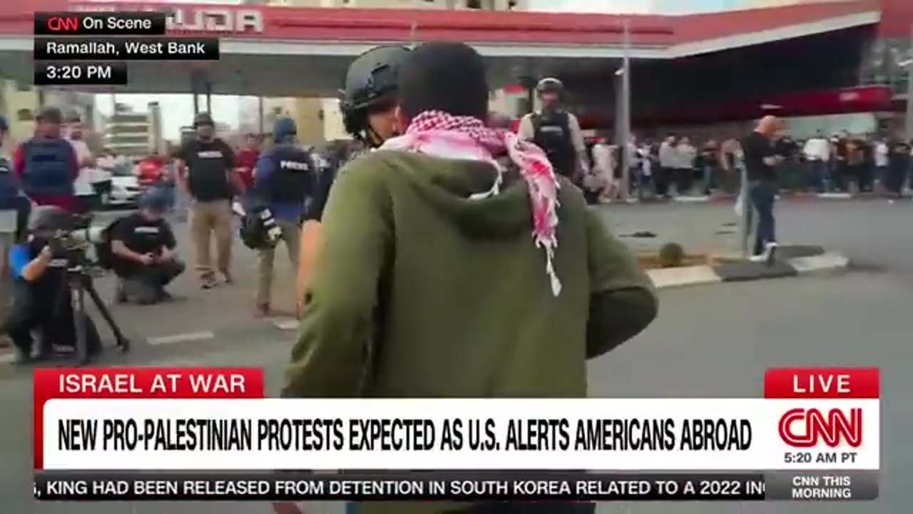 Palestinians. "You are not welcome here! F--k CNN! F--k CNN!"