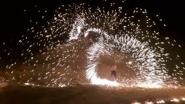 Fire Wire Show On Top Of Twailat Mountain In Egypt