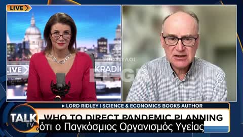 Matt Ridley - Η Πανδημική Συμφωνία θα επιτρέψει στον ΠΟΥ να κατευθύνει τον πανδημικό σχεδιασμό του πλανήτη.