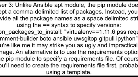 Ansible install multiple Python packages on a single session