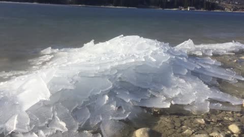 Sheets of Ice Get Blown to Shore