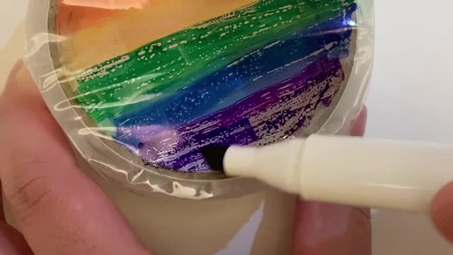 Making rainbow projection with adhesive tape