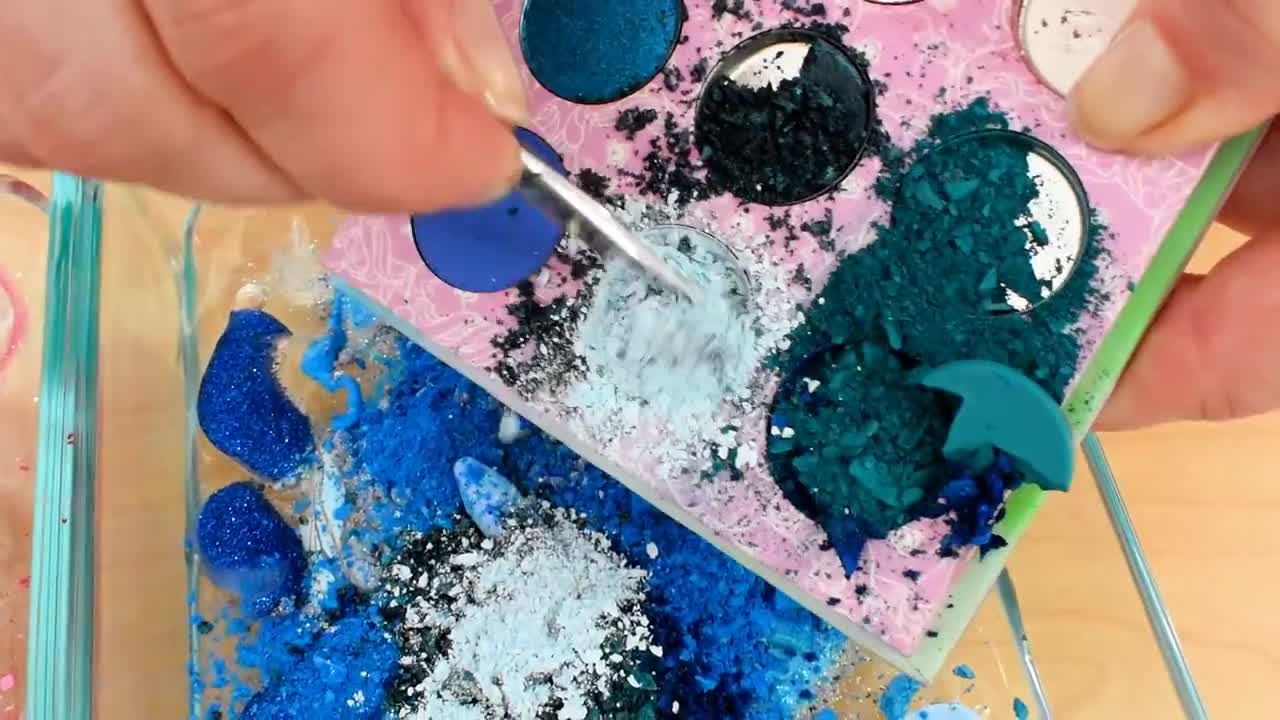 Pink vs Blue - Mixing Makeup Eyeshadow Into Slime Special Series 162 Satisfying