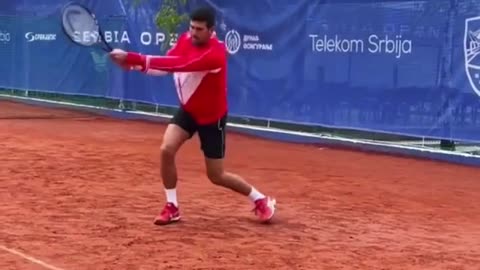 Novak Djokovic training backhand