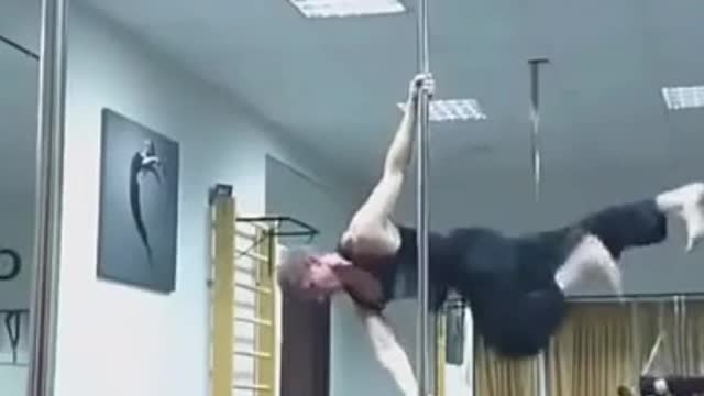 The man is walking in air