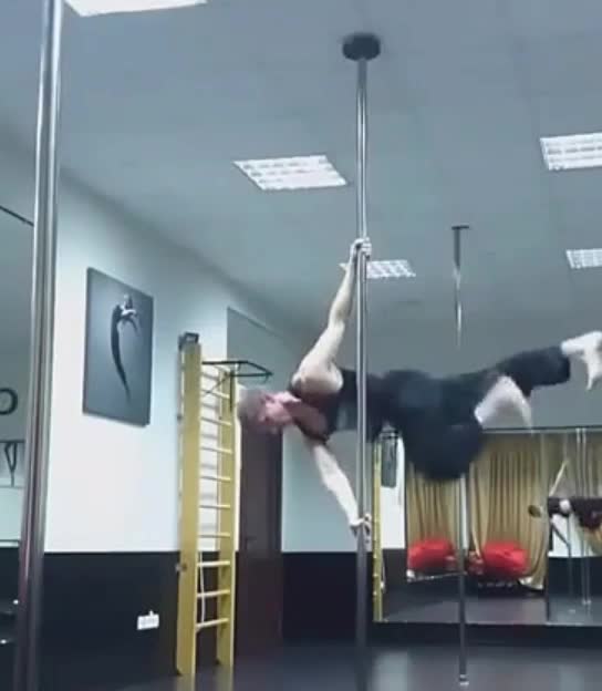 The man is walking in air