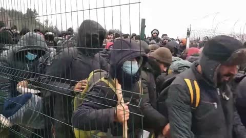 NOW - Large groups of illegal migrants gather at Poland-Belarus border crossing.2