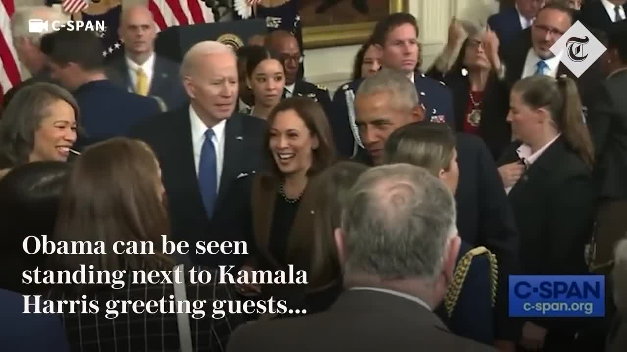 Biden appears 'lost' in White House event as guests swarm around Barack Obama instead