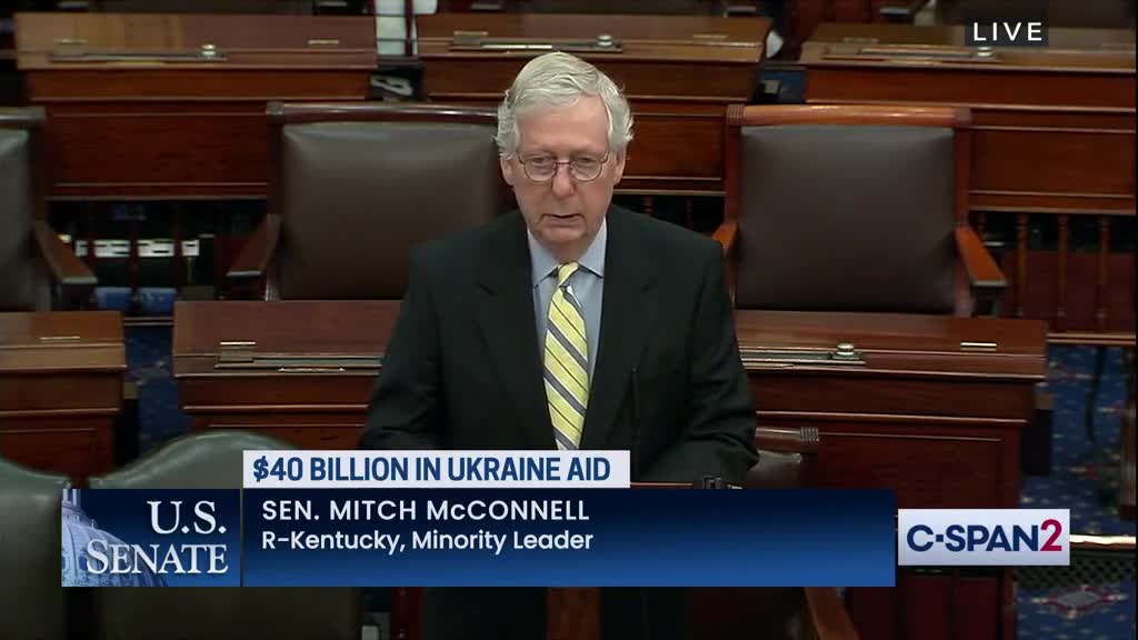 Sen. Mitch McConnell speaks about Ukraine aid