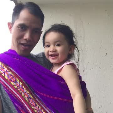 father and son are having fun